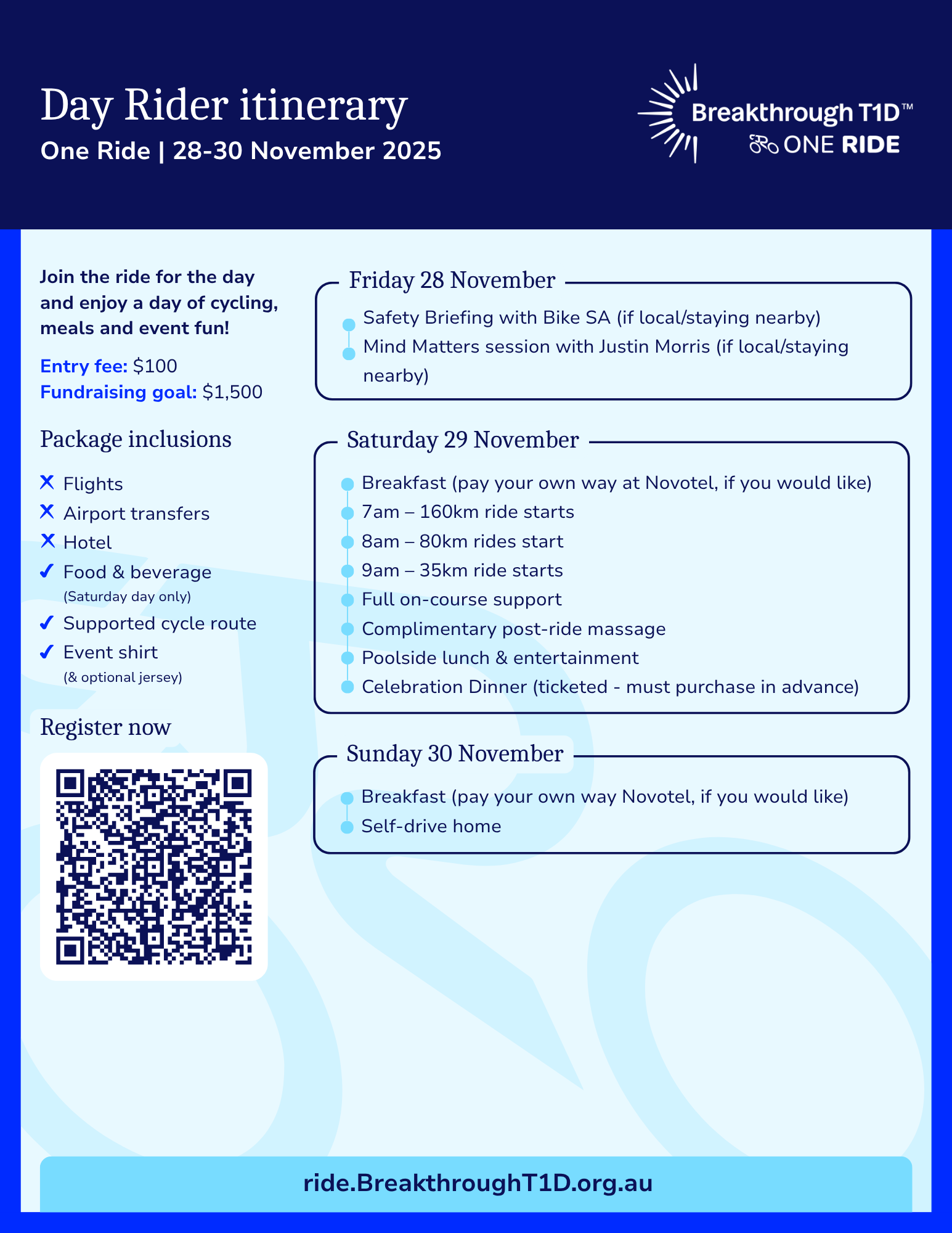 Itinerary - Day package riders